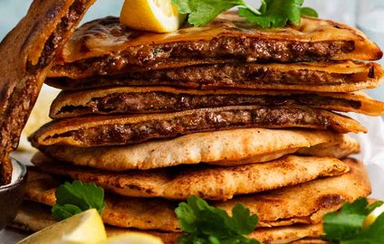 Stack of Arayes - Lebanese Meat Stuffed Crispy Pita